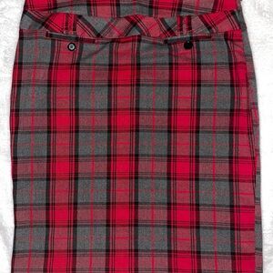 Gray and Red Plaid Skirt